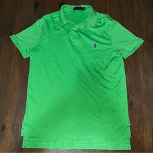 Ralph Lauren Men's Lime Green Polo Shirt Purple Pony  Size Large Read See Pics